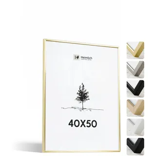 Heimlich® - Bilderrahmen - 40x50 cm, Aluminium, Metall, Gold - Kleiner DIY-Collage-Rahmen mit Folienabdeckung - Nur zur Wandmontage