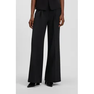 Anzughose BOSS ORANGE "Tiwi Premium Damenmode", Damen, Gr. 42, N-Gr, schwarz (schwarz 001), Web, Obermaterial: 87% Polyester, 13% Elasthan, unifarben, normal, Hosen Anzughose, Wide Leg mit Bügelfalte