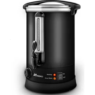 TRESKO® Glühweinkocher Schwarz 6,8L / 1500W Einkochautomat aus Edelstahl Glühweinkessel Glühweinautomat Heißgetränkeautomat Heißwasserspender - Schwarz