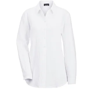 GOLDNER Hemdbluse »Kurzgröße Verlängerte Langarm Musselin-Bluse«, weiß