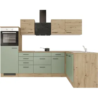 Flex-Well Winkelküche L-Form 280 x 170 cm Schilfgrün matt