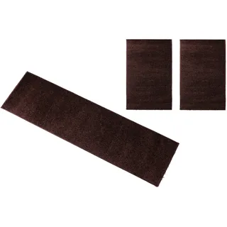Bruno Banani Bettumrandung »Shaggy Soft« Höhe 30 mm 3 Stk. tlg. gewebt, Uni-Farben, besonders weich, Bettvorleger, Läufer-Set, braun
