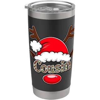 Rentier Weihnachtsmannmütze Cousin Weihnachten Familie Matching Doppelwandiger Edelstahl-Thermobecher