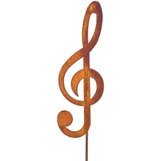 Gartenstab 'Notenschlüssel' aus Metall mit Rostfinish 60 cm