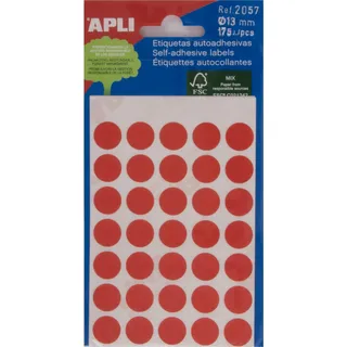 Apli 708625 Etiketten 13x13 mm, 5 Blätter, rot
