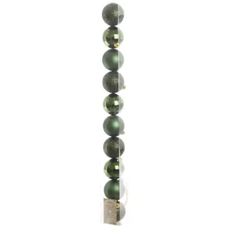 10 Weihnachtskugeln Kunststoff 6cm (grün - piniengrün) // Weihnachtskugeln Baumschmuck Dekokugeln Glitter Mix Baumkugeln bruchfest Christbaumkugeln Christbaumschmuck