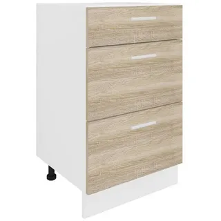 Mid.you Küchenunterschrank , Weiß, Sonoma Eiche , Metall , 3 Schubladen , 50x82x46 cm , individuell planbar , Küchen, Küchenmöbel, Küchenschränke, Küchenunterschränke