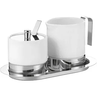 Esmeyer Milch- und Sahneset ADAM, aus weißem Porzellan und Edelstahl,