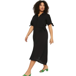 TRENDYOL Damen Maxi Standard Regular Plus Size Kleid, Schwarz, 44 Große Größen EU