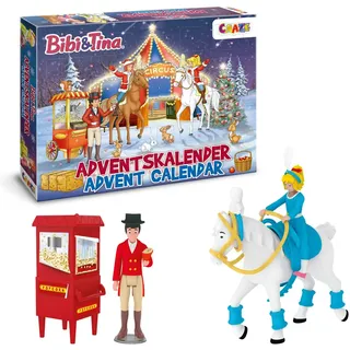 Craze Spielzeug Adventskalender Bibi & Tina Weihnachtszirkus, Adventskalender Kinder mit 24 tollen Pferdespielzeugen, komplettes Spielset