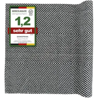 DOMOPRIMA Teppichläufer 70x140 cm – Moderne Designs – 98% Baumwolle (BCI), 2% Polyester – Waschbar – Fußbodenheizung – OEKOTEX – Wohnzimmer, Flur, Küche & Schlafzimmer (schwarz-Creme)