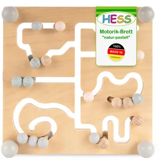 Hess Holzspielzeug 14811 - Motorikbrett aus Holz mit 20 beweglichen Kugeln, für Babys ab 12 Monaten, handgefertigt, Nature, ca. 27 x 6,5 x 27 cm groß