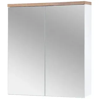 Badezimmerschrank mit Spiegel 60 cm, 2 Türen, weiß, modern - Weiß