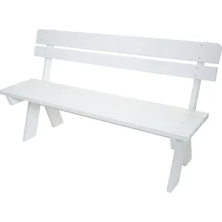 Gartenbank HWC-L66, Sitzbank Holzbank Parkbank, Gastronomie-Qualität, Massiv-Holz 148cm weiß - Weiß