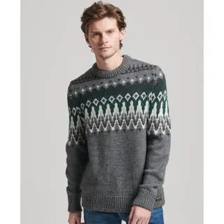 Superdry für Herren. M6110528A Strickpulli mit Rundhalsausschnitt und grauen Alpengrünen (XXL), Lässig, Acryl