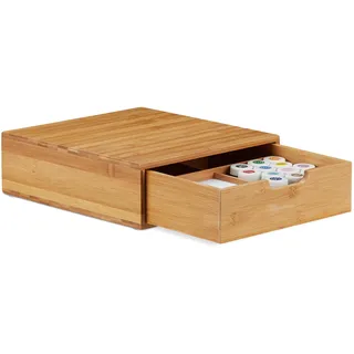 Relaxdays Relaxdays, Schubladenbox Bambus, Schubladen Organizer, natürliche Optik, Tischorganizer Büro, HBT 10 x 29,5 x 30cm, 1 Fach