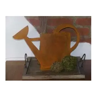 Rostikal Vintage Deko Gießkanne 33 cm Edelrost Gartendeko zum Bepflanzen Rost Deko für Garten - Silber