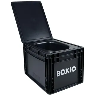BOXIO - TOILET: Campingtoilette 40x30 kompakt, mobile Trockentrenntoilette ohne Chemie für Camping, Van, Outdoor, Dachzelt: Toilette auf Eurobox Basis ohne Strom für unterwegs, schwarz