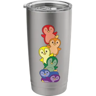 Rainbow Flag Gay Pride LGBTQ Pinguin Doppelwandiger Edelstahl-Thermobecher