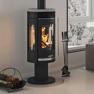 Oranier Rota Twist Stahl Schwarz/Abdeckplatte Speckstein