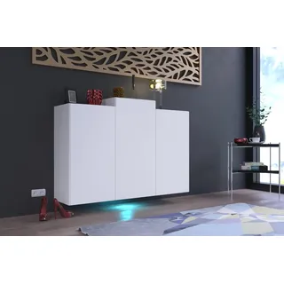Furnitech K5 Modernes Wohnzimmer, Kommode, Schrank, Sideboard, Schlafzimmer, Esszimmer, Wohnzimmermöbel Matt (LED weiß, K5-18M-W7) - Weiß