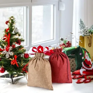 Jutesäckchen 30 Stück - 15 x 20 cm - Zugband - Adventskalender - Schmuck - Weihnachten