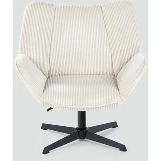 MEUBLE COSY Sessel Lehnstühle Lounge Einzelsofa mit Armlehnen höhenverstellbar Relaxsessel 360° Drehbar Polsterstuhl für Wohnzimmer Schlafzimmer Vanity, Cordstoff, Beige