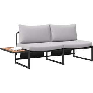 vidaXL Garten-Sofa mit Kissen Hellgrau 200,5 x 70 x 85,5 cm Stahl - Hellgrau