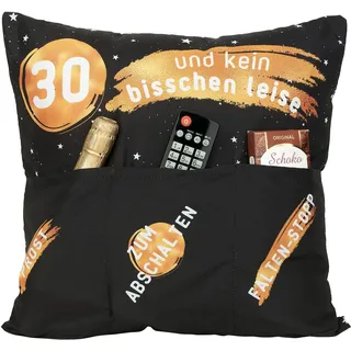 KAMACA Witziges Kissen zum 30. Geburtstag Geschenkidee für Männer & Frauen Schwarz Gold Geburtstagskissen mit Füllung & Taschen und Spruch 30 und kein bisschen leise dekorativ (30. Geburtstag)