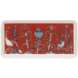 Iittala Teller Rechteck Taika aus Vitroporzellan, Farbe: Weiß und Rot, Maße: 12,3x12,2x1,9 cm, 1072380