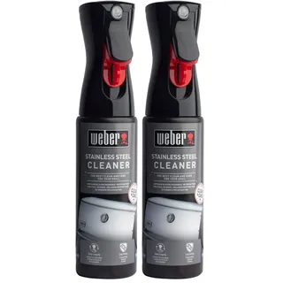Weber Edelstahl-Reiniger 300ml, feines Nebelspray, bringt Edelstahlelemente wieder zum Glänzen, entfernt Fett und reinigt Edelstahloberflächen streifenfrei (17682) (Packung mit 2)