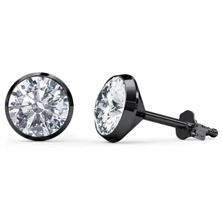 TIABELLE – Ohrstecker TRUMPET aus Titan mit funkelnden Swarovski® Zirconias – Schwarzfarbene Ohrringe für Damen – allergenfrei & hautverträglich – Handmade in Germany (MAXI | 7,5mm ø | Black White)