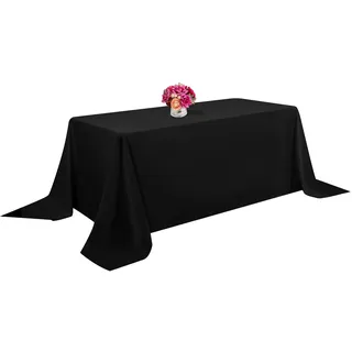 1 Packung Schwarze Polyester-Tischdecke für 8 Fuß große rechteckige Tische, 90 x 156 Zoll Polyester-Stoff-Tischdecke, knitterfrei, waschbar, Tischdecke, für Hochzeit, Geburtstag, Party Dekoration