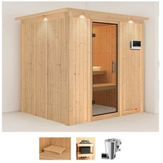 Bild von Sauna »Dima«, (Set), 3,6-kW-Bio-Plug & Play Ofen mit externer Steuerung beige