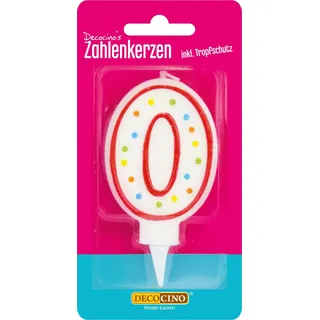 DECOCINO Zahlenkerzen Zahl „0“ – Torten-Kerzen Happy-Birthday-Deko, Gerbutstags-Kerzen, Geburtstags-Deko für Geburtstags-Torte & Geburtstags-Kuchen