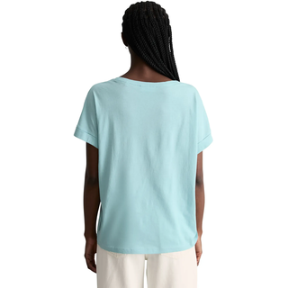 T-Shirt MARC O'POLO DENIM, Damen, Gr. XS, blau fog, Jersey, Obermaterial: 100% Baumwolle, relaxed fit normal, Rundhals, Umschlagbund, Shirts T-Shirt, relaxed aus Organic Cotton