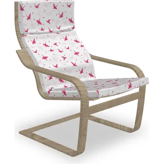 ABAKUHAUS Liebe Poäng Sessel Polster, Origami Cranes mit Herzen, Sitzkissen mit Stuhlkissen mit Hakenschlaufe und Reißverschluss, Magenta Rosa Blassgrau - Rosa