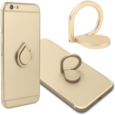 PREMYO Handy Fingerhalter mit 360° Drehfunktion in Gold. Handy Ring für eine komfortable Einhandbedienung