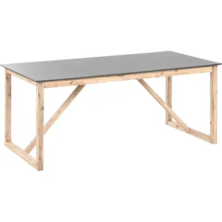 Beliani Gartentisch 180 x 90 x 75 cm Grau/Braun