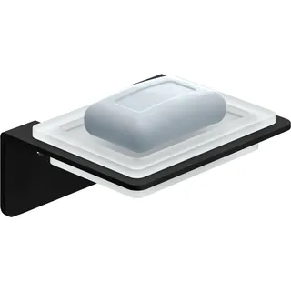 WEISSENSTEIN Seifenschale Wandmontage Ohne Bohren - Seifenablage selbstklebend mit schwarzem Edelstahl - Halterung für Bad und Küche