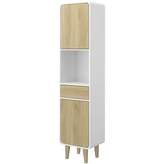 Vicco Arla Hochschrank 40 x 161 cm Weiß/Eiche Holzwerkstoff