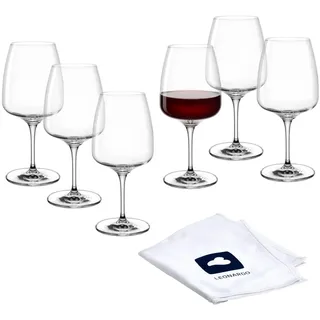 LEONARDO HOME Rotweingläser CESTI (6er Set) inkl. Poliertuch • Spülmaschinenfeste Rotwein-Gläser (500 ml) • Stoßfest & Alltagstaugliche • Rotwein-Kelche mit niedrigem Stiel • Weinglas Cesti • 040971