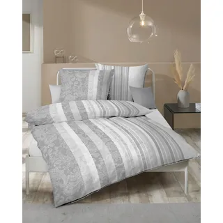 Bettwäsche KAEPPEL "Firenze", silber, B/L: 135cm x 200cm, 1 Stk., 1 Stk., Interlock-Jersey, B/L: 80cm x 80cm, 2 Stk., Interlock-Jersey, Obermaterial: 100% Baumwolle, Bettwäsche, Bettwäsche, Mit Paisleymuster