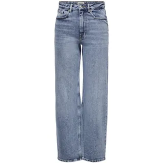 ONLY Damen High Waist Jeans | Stretch Denim Weite Lockere Schlaghose | 5-Pocket Wide Leg ONLJUICY, Farben:Blau, Größe:31W / 30L, Z-Länge:L30