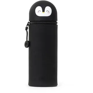 LEGAMI Federmäppchen und Stiftehalter 2-IN-1 Motiv PINGUIN KAWAII - Schwarz