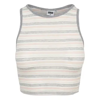 Urban Classics Damen Ladies Rib Stripe Cropped Top Top,, per pack Mehrfarbig (pink/white/grey 01313), Medium (Herstellergröße: M)