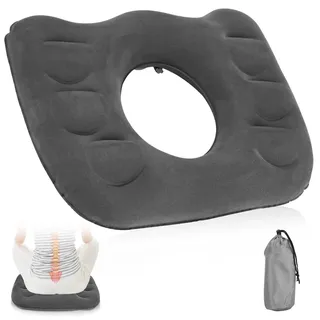 Woxovo Aufblasbares Sitzkissen, Sitzring, Ergonomisches Sitzkissen, Sitzring Nach Op, Donut Kissen, Hämorrhoiden Kissen, Geeignet für Zuhause, Büro, Reisen und Rollstuhlfahrer