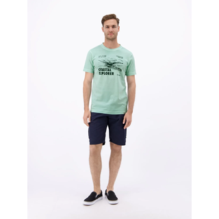 T-Shirt LERROS "T-Shirt mit O-Neck und Frontprint", Herren, Gr. XXL, grün (mint water), 100% Baumwolle, Rundhals, Shirts T-Shirt