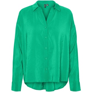 Vero Moda Damen Oversized Hemdbluse Seidig Legeres Oberteil Shirt VMQUEENY, Farben:Grün-3, Größe:XXL