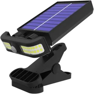 Solarbetriebene Außenleuchte mit Bewegungssensor, wasserdichte Zaunleuchte, verstellbare Klemm, 6000K-Weißlicht, tragbare Solarleuchte. - Schwarz